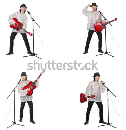 Stock foto: Mann · Gitarrist · isoliert · weißen · Mannes · weiß · Musik