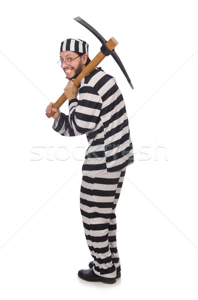 Prison inmate with axe isolated on white Stock photo © Elnur