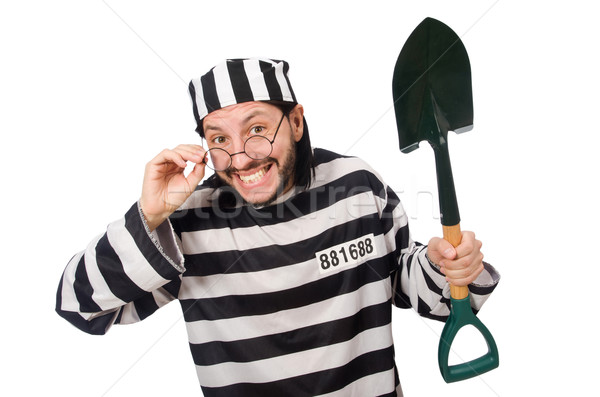 Prison inmate with spade isolated on white Stock photo © Elnur