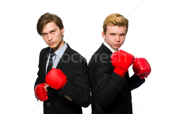 Pair of businessmen boxing on white Stock photo © Elnur