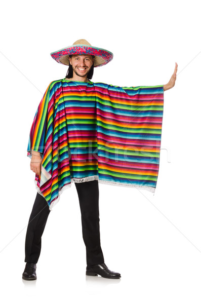 Handsome man in vivid poncho isolated on white Stock photo © Elnur