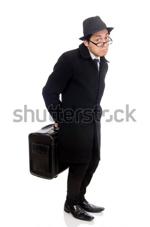 молодым человеком чемодан изолированный белый человека Сток-фото © Elnur