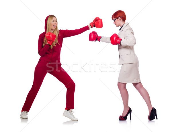 Sportsman and nun boxing isolated on white Stock photo © Elnur