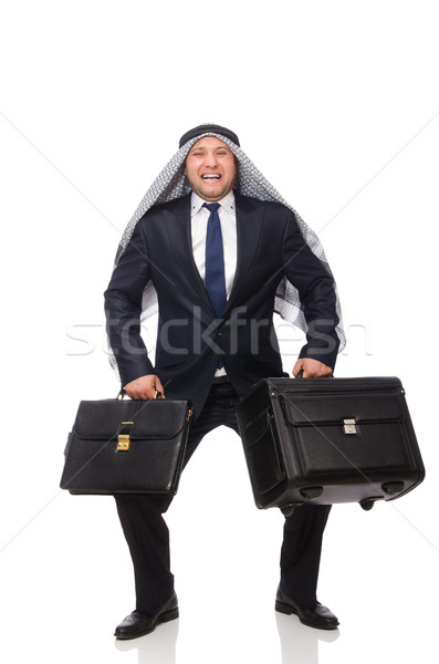 Stockfoto: Arab · man · bagage · witte · achtergrond · zakenman