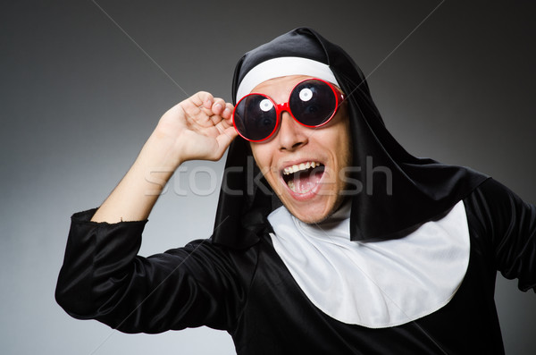 Foto stock: Hombre · monja · ropa · funny · cruz