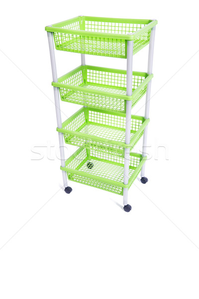 Green bin rack shelf with wheels isolated on white Stock photo © Elnur