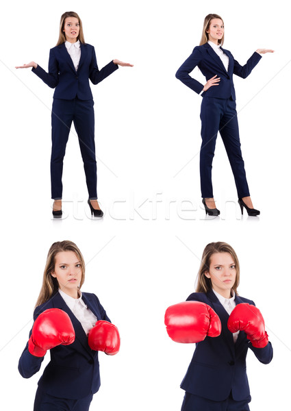 女子 女實業家 拳擊手套 白 業務 辦公室 商業照片 © Elnur