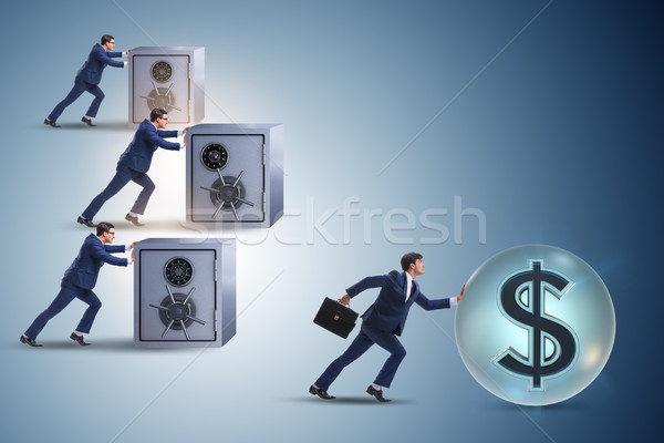 Businessman pushing dollar and beating competition Stock photo © Elnur