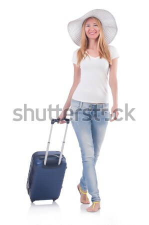 Nina maletas aislado blanco feliz fondo Foto stock © Elnur