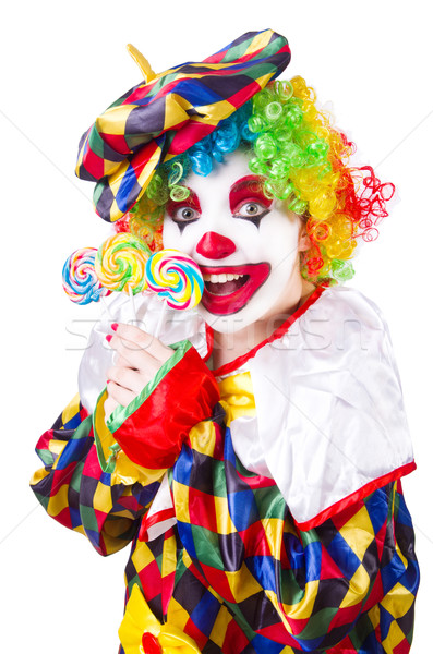 Clown with lollipops isolated on white Stock photo © Elnur