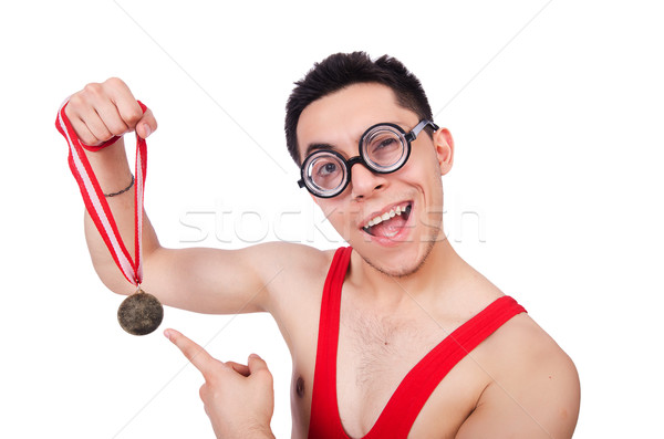 Funny Wrestler Gewinner Goldmedaille Mann Gold Stock foto © Elnur