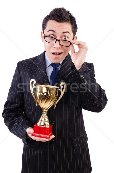 Man awarded with cup isolated on white Stock photo © Elnur