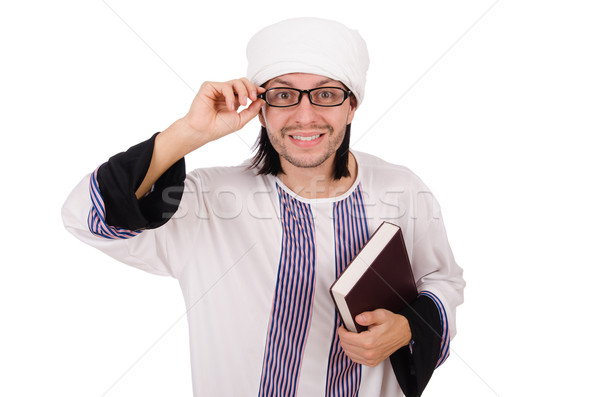 Stockfoto: Arab · man · geïsoleerd · witte · boeken · achtergrond