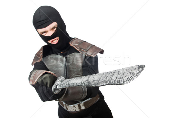Ninja bıçak yalıtılmış beyaz adam Metal Stok fotoğraf © Elnur