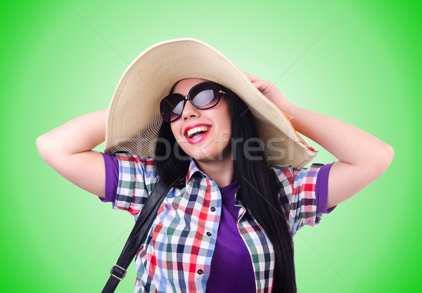 Foto stock: Mulher · jovem · pronto · férias · de · verão · negócio · menina · feliz