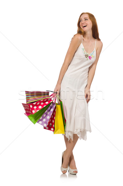 Woman with shopping bags isolated on white Stock photo © Elnur