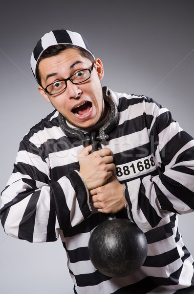 Funny więzień łańcuchy odizolowany szary prawa Zdjęcia stock © Elnur