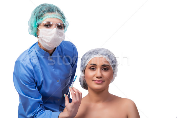 Jonge vrouw plastische chirurgie geïsoleerd witte vrouw gezicht Stockfoto © Elnur