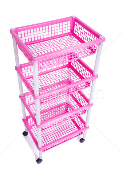 Pink bin rack shelf with wheels isolated on white Stock photo © Elnur