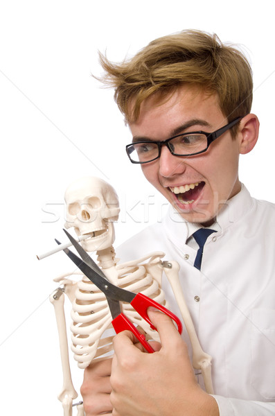 Antismoking concept with man and skeleton Stock photo © Elnur