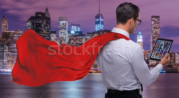 Man in red cover protecting city Stock photo © Elnur