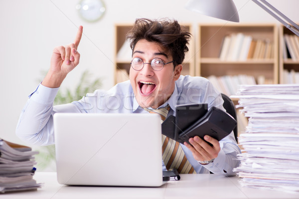 Funny accountant bookkeeper working in the office Stock photo © Elnur
