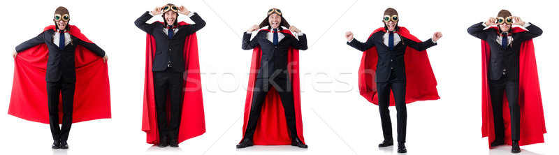 Stock photo: Man in red cover isolated on white