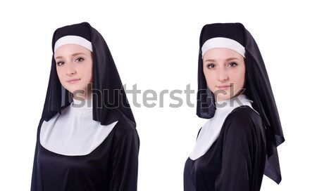 The nun with gun isolated on white Stock photo © Elnur