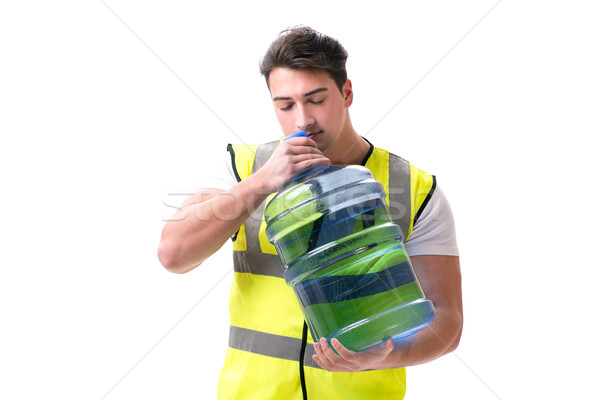 Mann Wasserflasche isoliert weißen Mannes weiß Hintergrund Stock foto © Elnur
