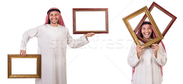 Arab with picture frame on white Stock photo © Elnur