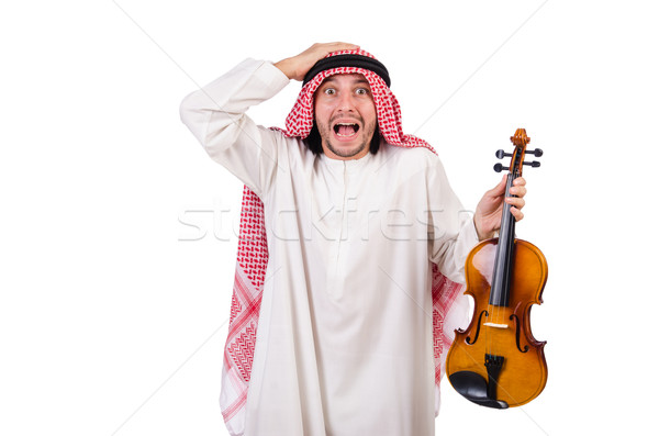Arab man playing violing on white Stock photo © Elnur