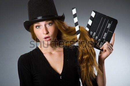 Mujer gangster aislado blanco sexy modelo Foto stock © Elnur