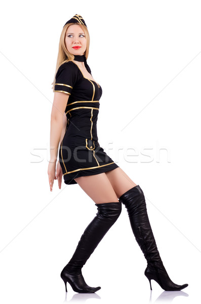 Woman in costume pushing virtual obstacle Stock photo © Elnur