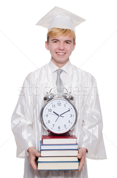 Estudiante que falta plazos reloj blanco papel Foto stock © Elnur