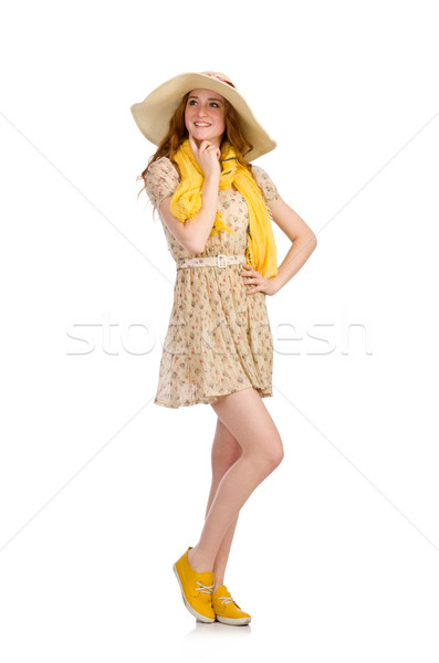 Pretty red hair girl in summer dress isolated on white Stock photo © Elnur
