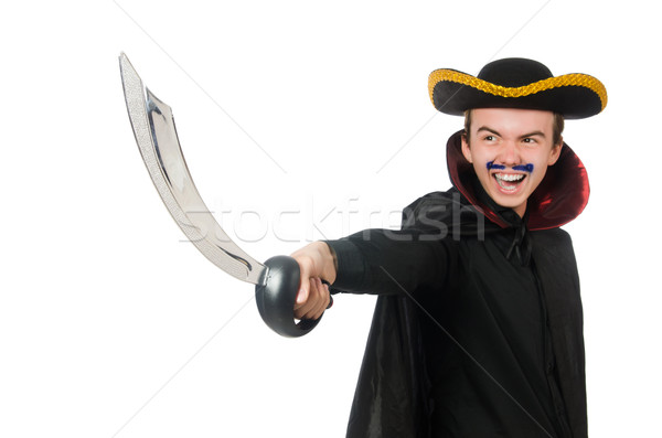 Young pirate holding sword isolated on white Stock photo © Elnur