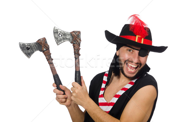 Stock photo: Man pirate isolated on the white background