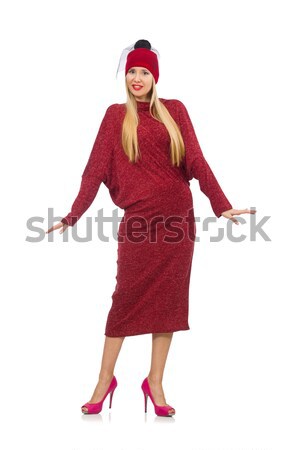Woman in bordo dress isolated on white Stock photo © Elnur