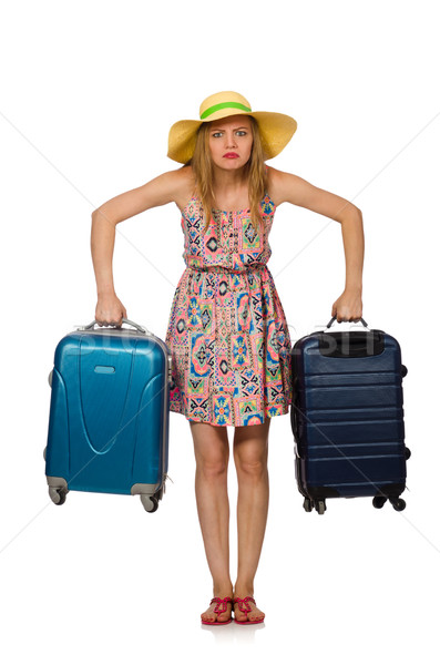 Woman with suitcase isolated on white Stock photo © Elnur