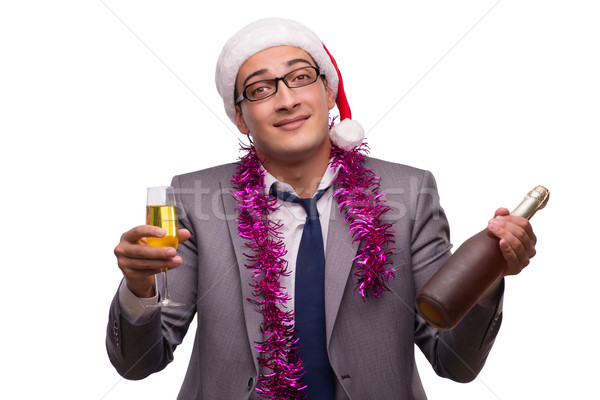 Young businessman celebrating christmas in office Stock photo © Elnur