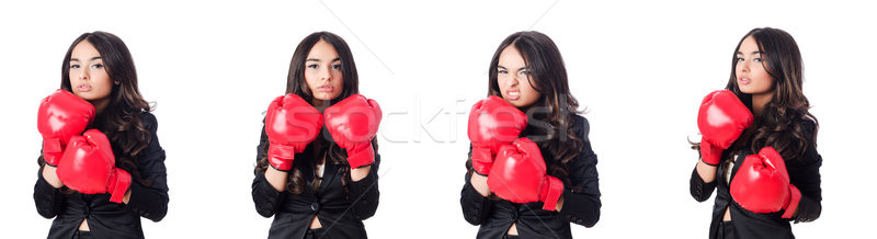 Young woman with boxing glove Stock photo © Elnur