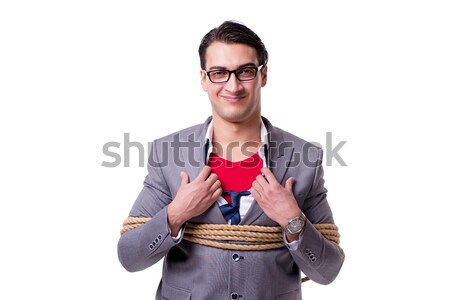 Man wearing red cover isolated on whtie background Stock photo © Elnur