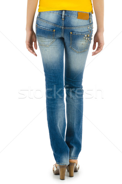 Stockfoto: Broek · geïsoleerd · witte · model · achtergrond · jeans