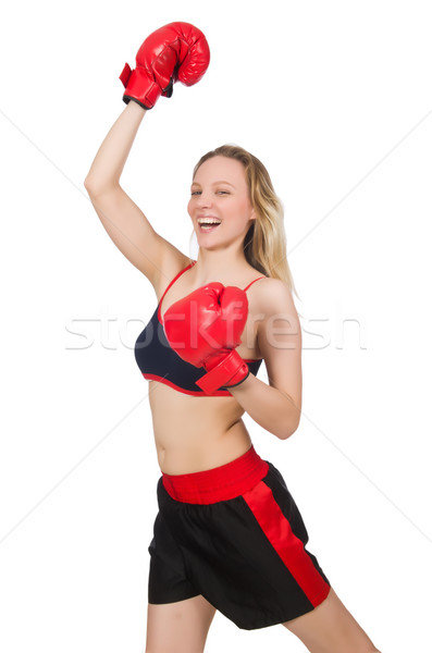 Woman boxer on white background Stock photo © Elnur