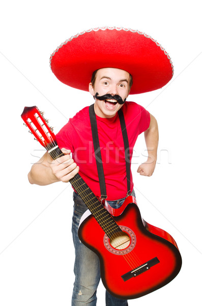 Mexican chitarrista isolato bianco party chitarra Foto d'archivio © Elnur