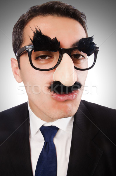 Funny businessman with eyebrows and moustache Stock photo © Elnur