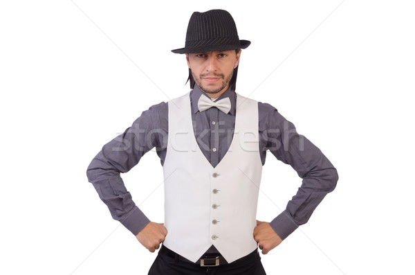 Young man in gray shirt and black hat isolated on white Stock photo © Elnur