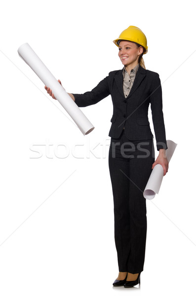 Woman engineer with draft papers Stock photo © Elnur