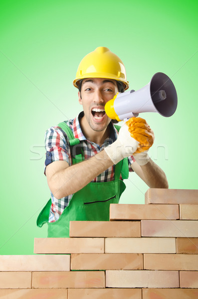 Builder Schutzhelm weiß Mann Bau Arbeit Stock foto © Elnur