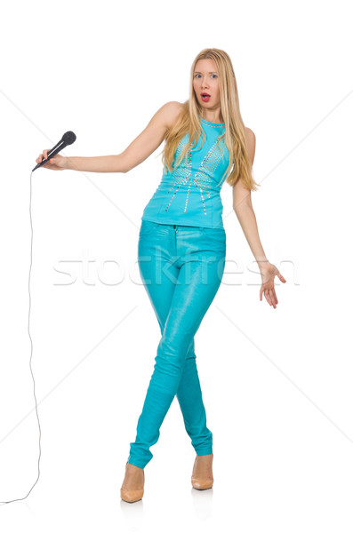 Foto stock: Cantante · aislado · blanco · fiesta · pelo